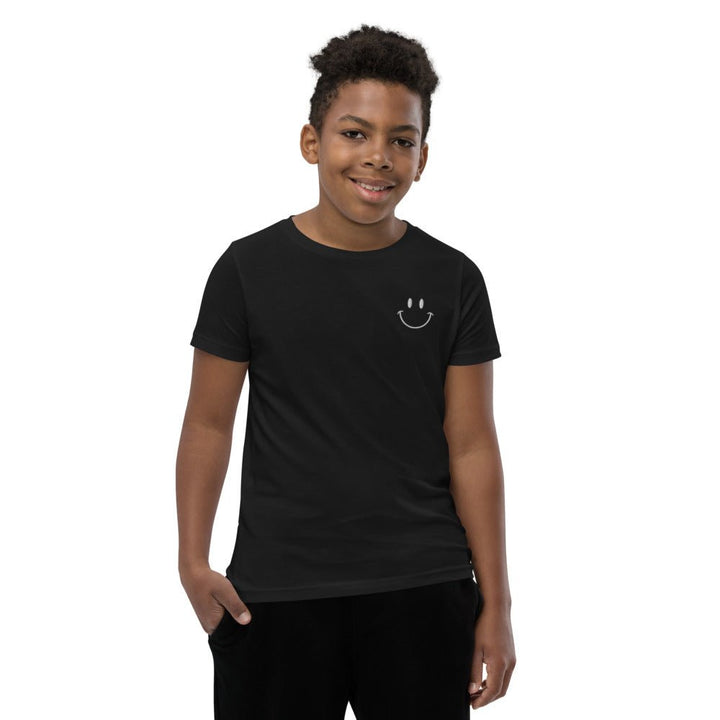 Be Happy Embroidered Unisex Youth Short Sleeve T-Shirt - The Kindness Cause