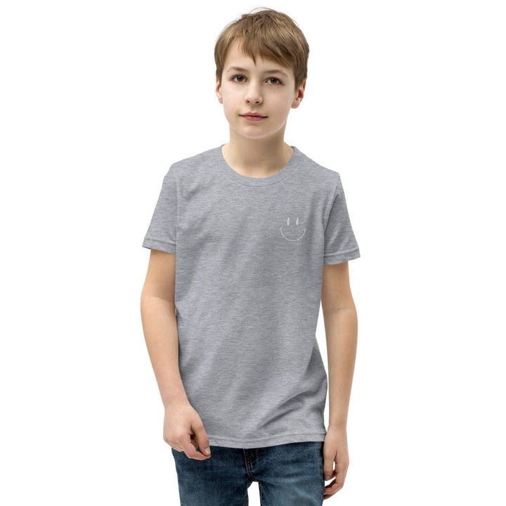 Be Happy Embroidered Unisex Youth Short Sleeve T-Shirt - The Kindness Cause