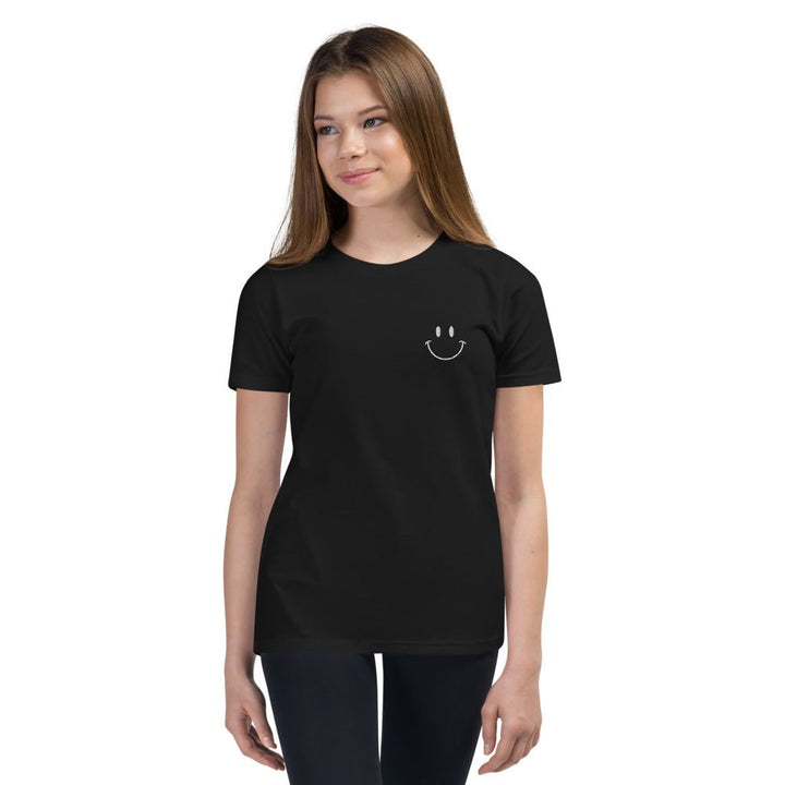 Be Happy Embroidered Unisex Youth Short Sleeve T-Shirt - The Kindness Cause