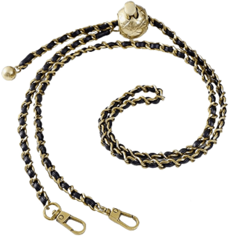 Black & Gold Tone Woven Adjustable Chain Crossbody Phone Strap - The Kindness Cause