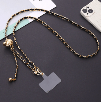 Black & Gold Tone Woven Adjustable Chain Crossbody Phone Strap - The Kindness Cause