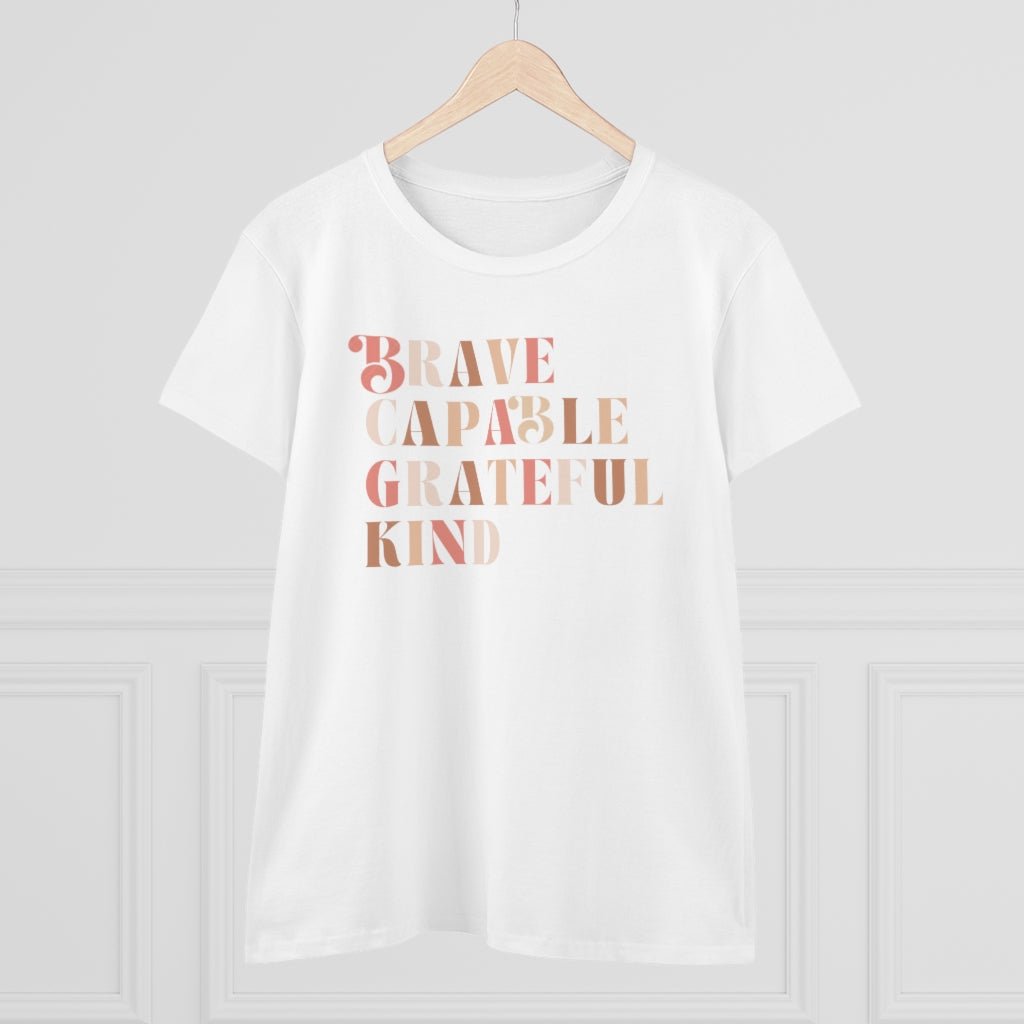 Brave, Capable, Grateful, and Kind Women's Tee - The Kindness Cause