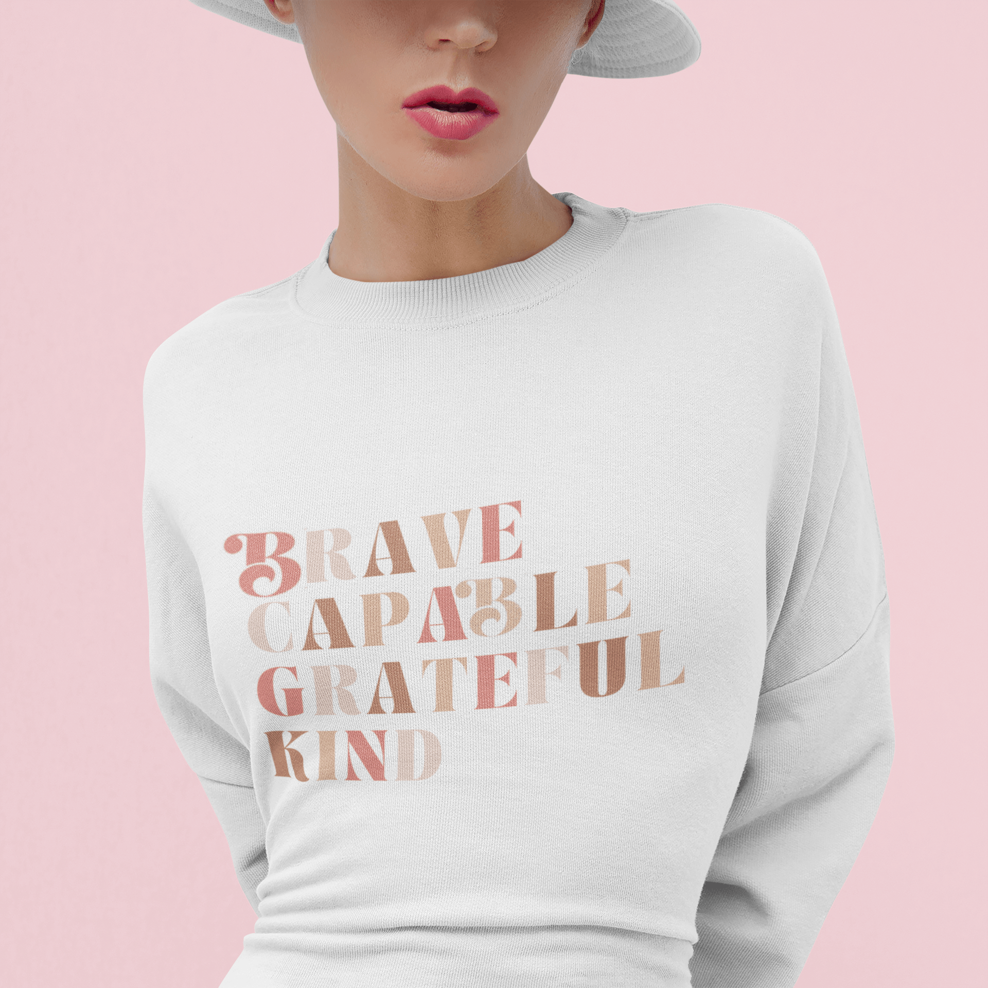 Brave, Capable, Grateful Kind Unisex Fit Crewneck Sweatshirt - The Kindness Cause