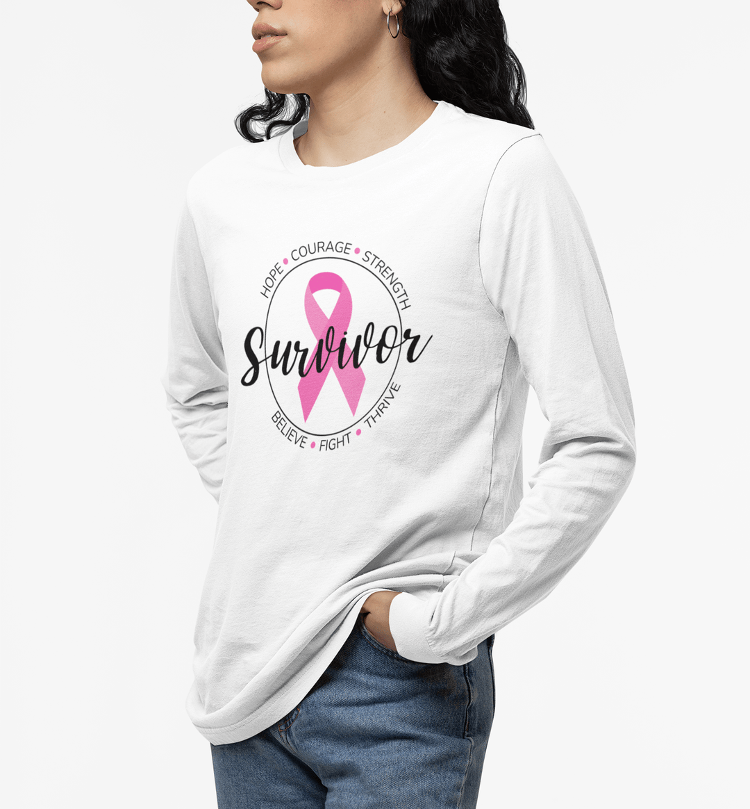 Breast Cancer Survivor Long Sleeve Jersey Tee - The Kindness Cause