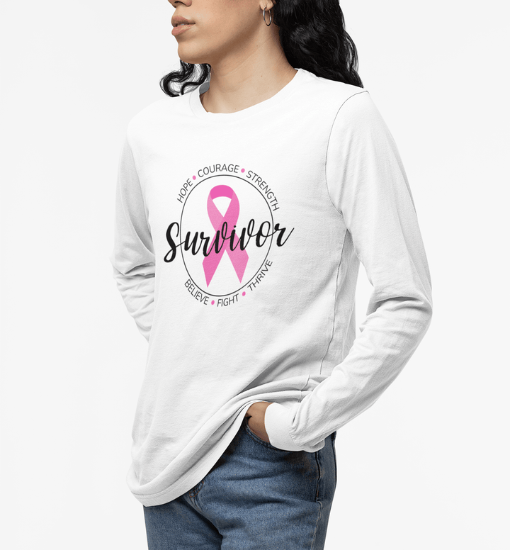 Breast Cancer Survivor Long Sleeve Jersey Tee - The Kindness Cause