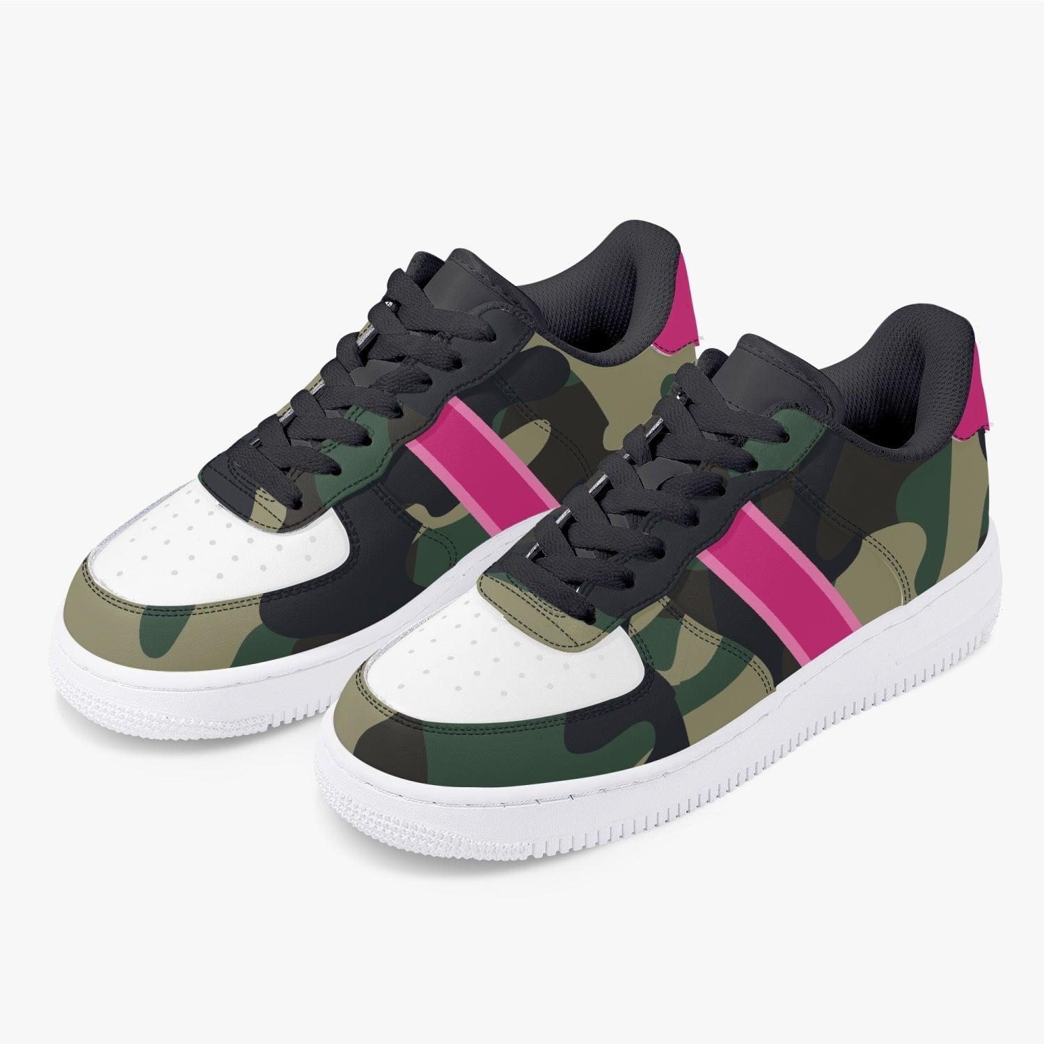 Camo Pink Stripe Low-Top Leather Sneakers - The Kindness Cause