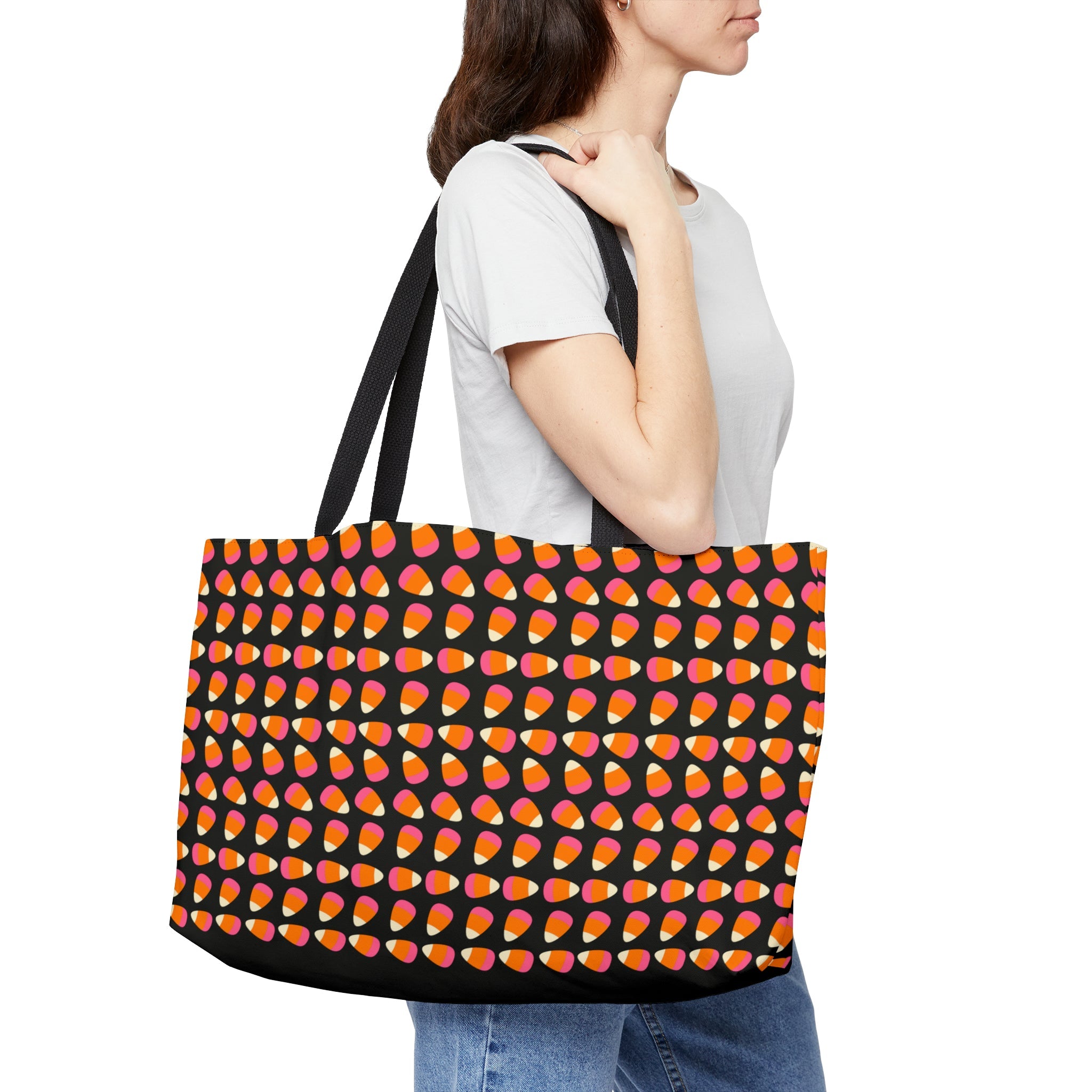 Candy Corn Halloween Large Tote Bag - The Kindness Cause