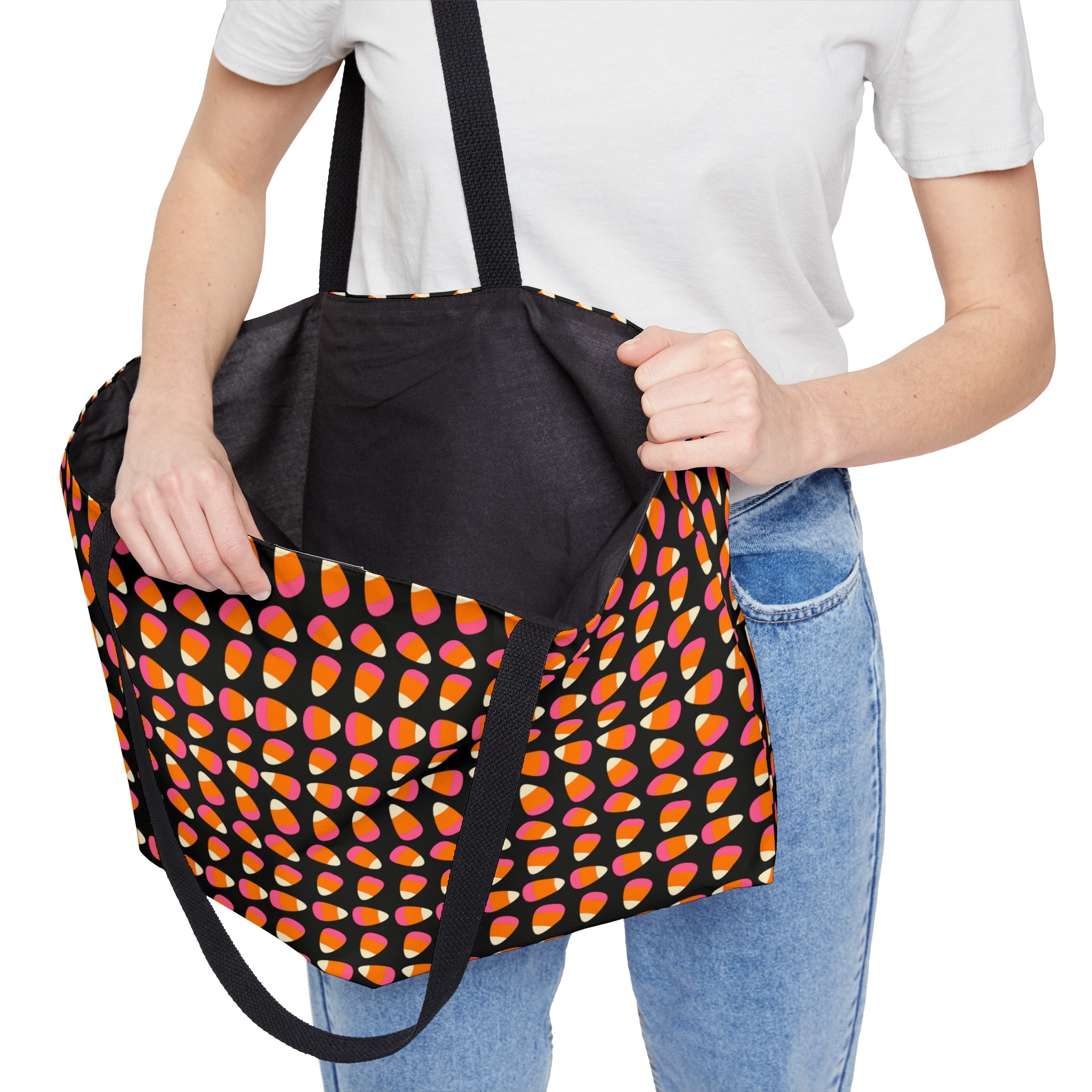Candy Corn Halloween Large Tote Bag - The Kindness Cause