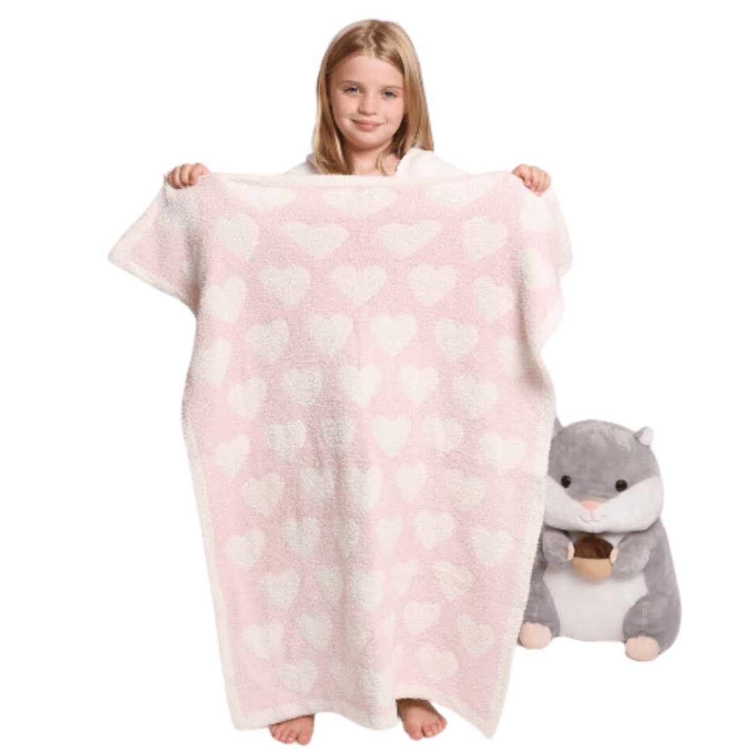Children's Pink Heart Luxury Soft Throw Blanket - The Kindness Cause