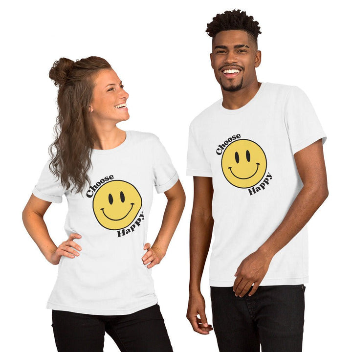 Choose Happy Smiley Face Short-Sleeve Unisex T-Shirt - The Kindness Cause
