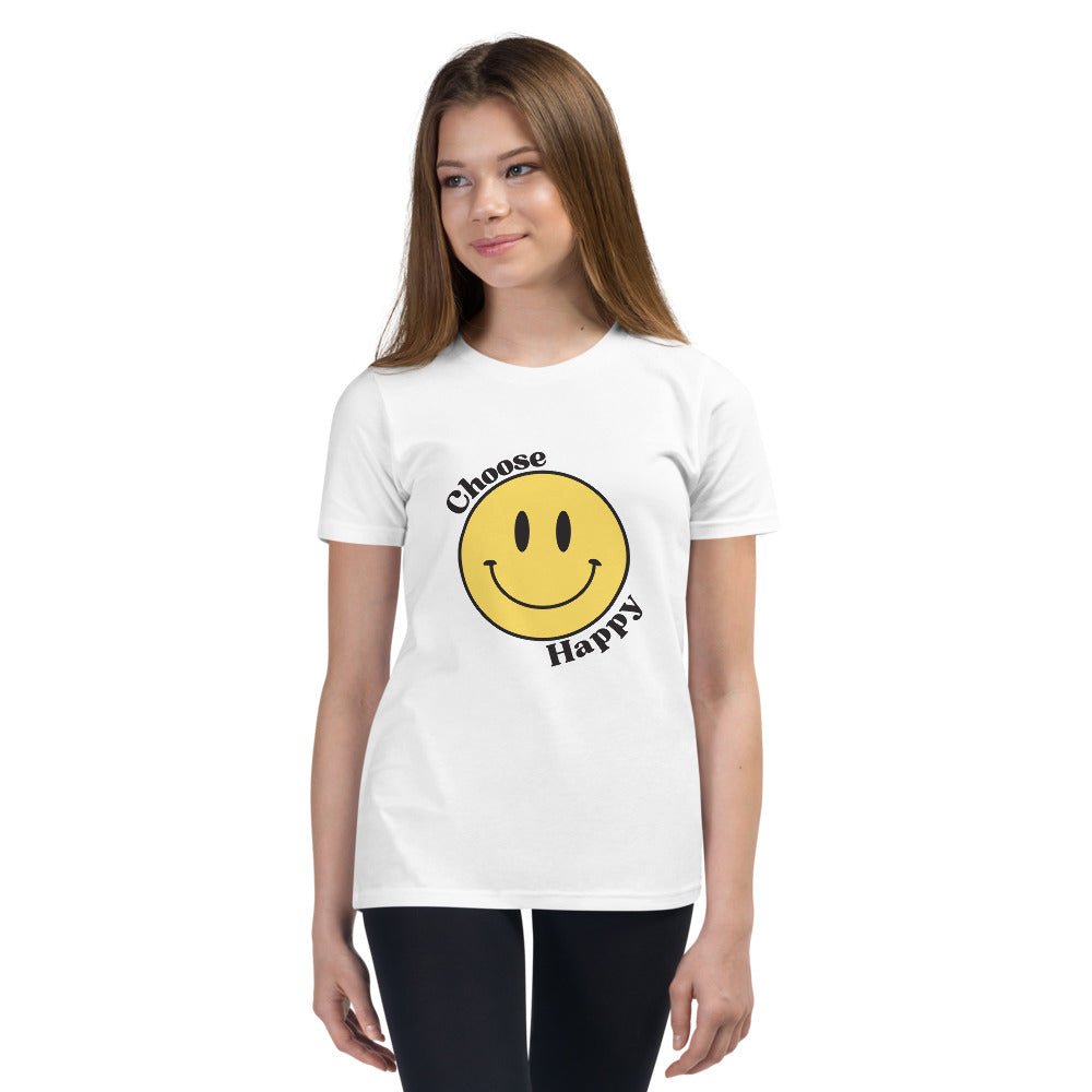Choose Happy Smiley Face Short-Sleeve Unisex Youth T-Shirt - The Kindness Cause