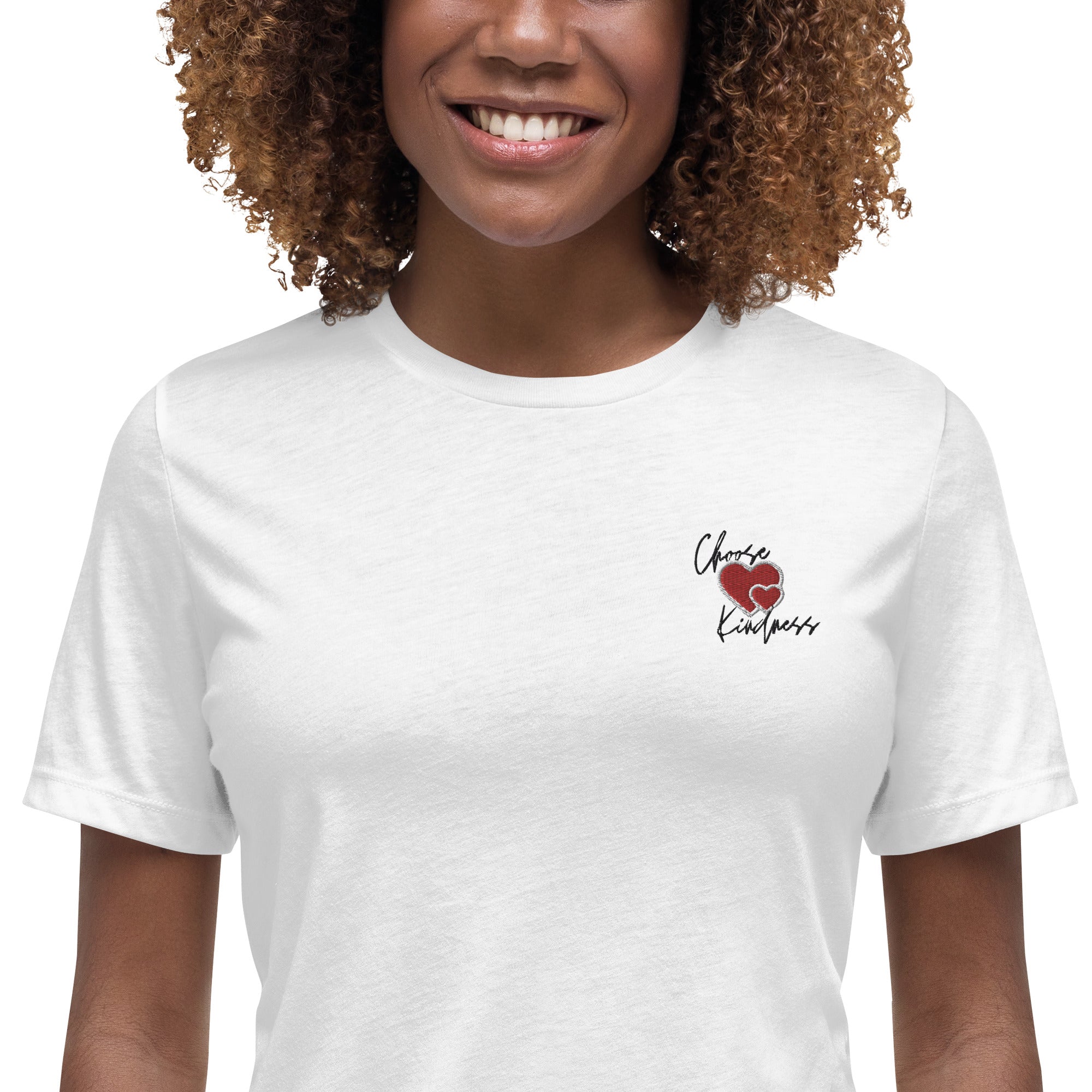 Choose Kindness Embroidered Women's Relaxed T-Shirt - The Kindness Cause