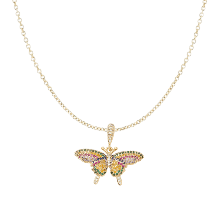 Colorful Micro Pave Cubic Zirconia 18K Gold Plated Butterfly Necklace - The Kindness Cause