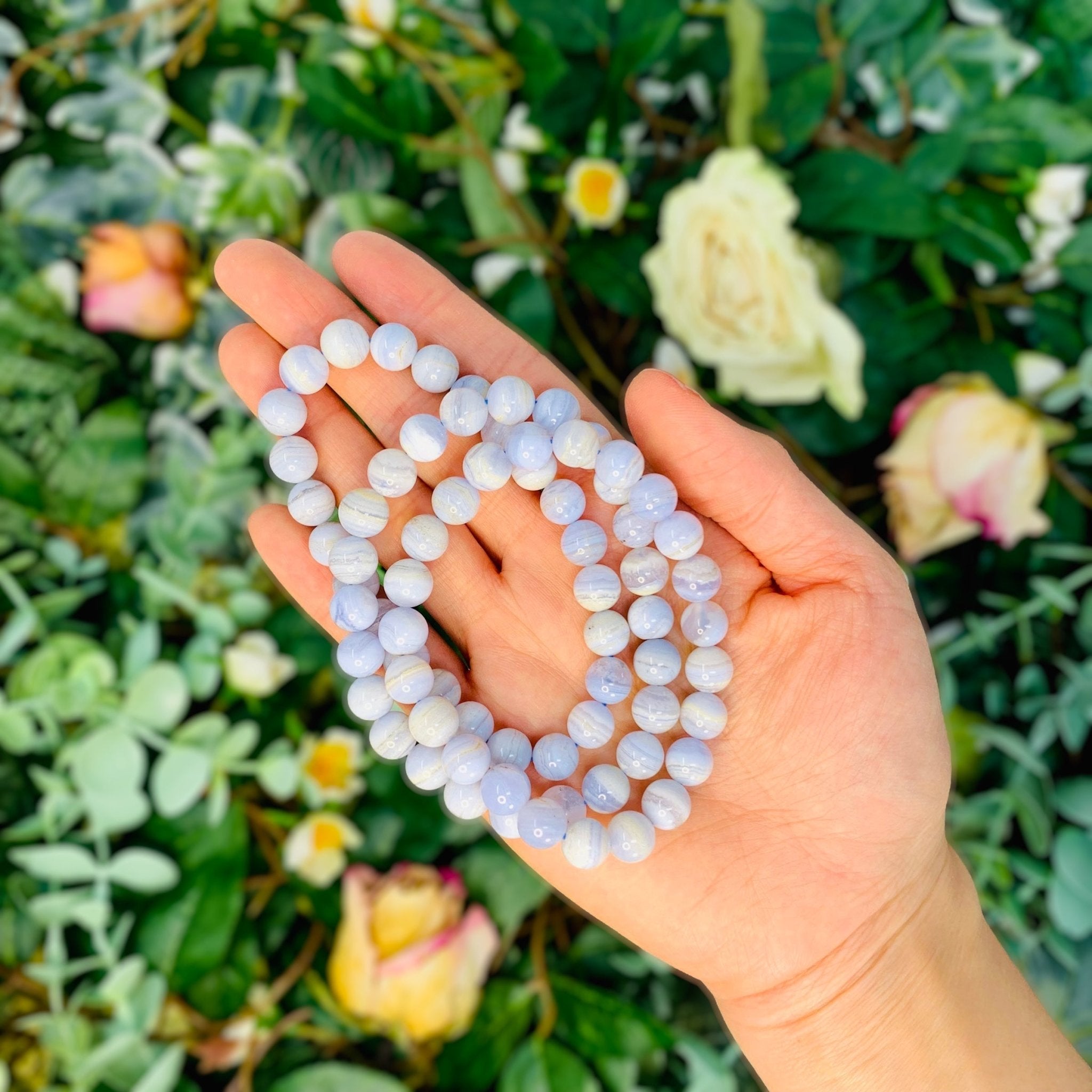 Crystal Beaded Bracelet - Blue Lace Agate - The Kindness Cause