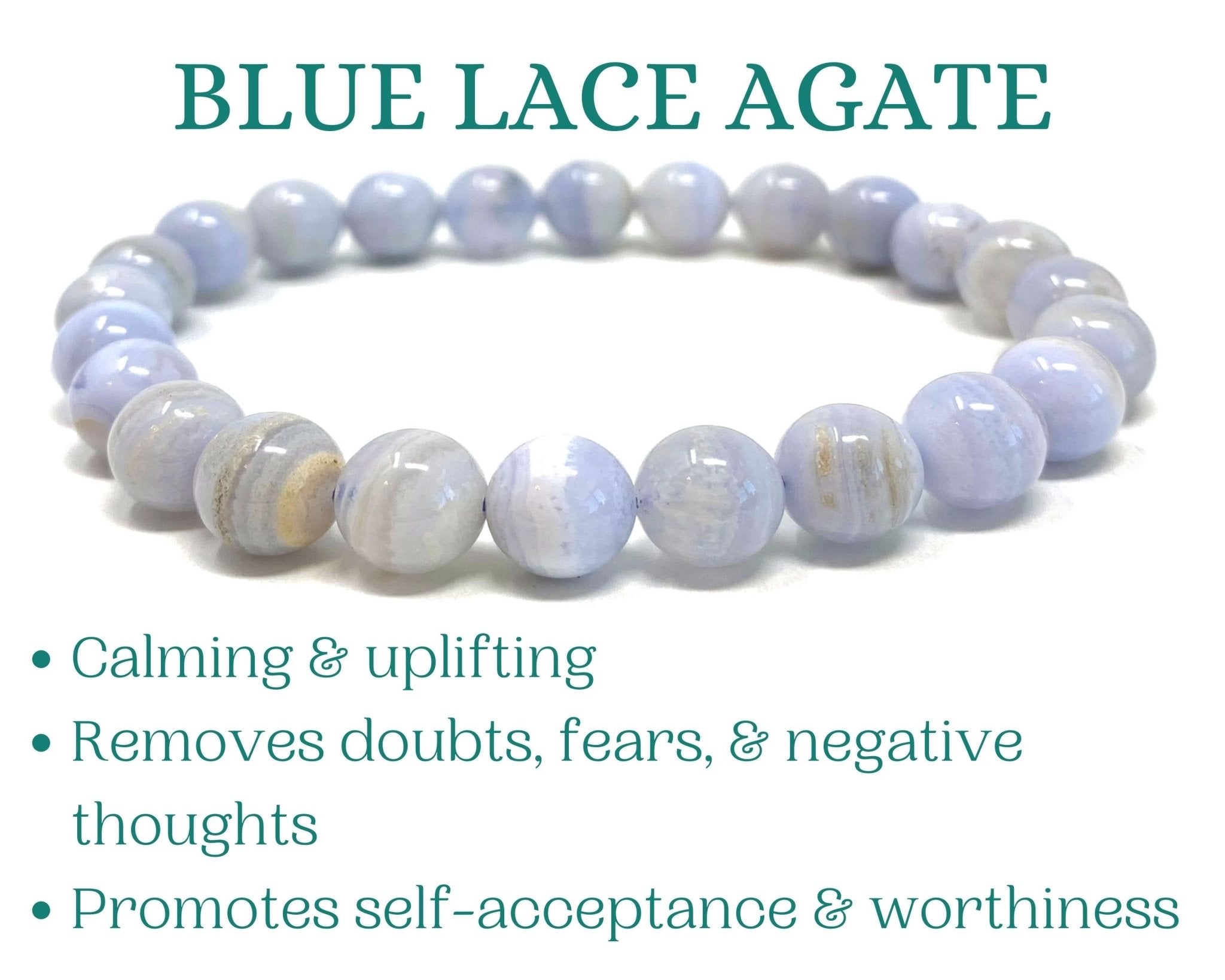 Crystal Beaded Bracelet - Blue Lace Agate - The Kindness Cause