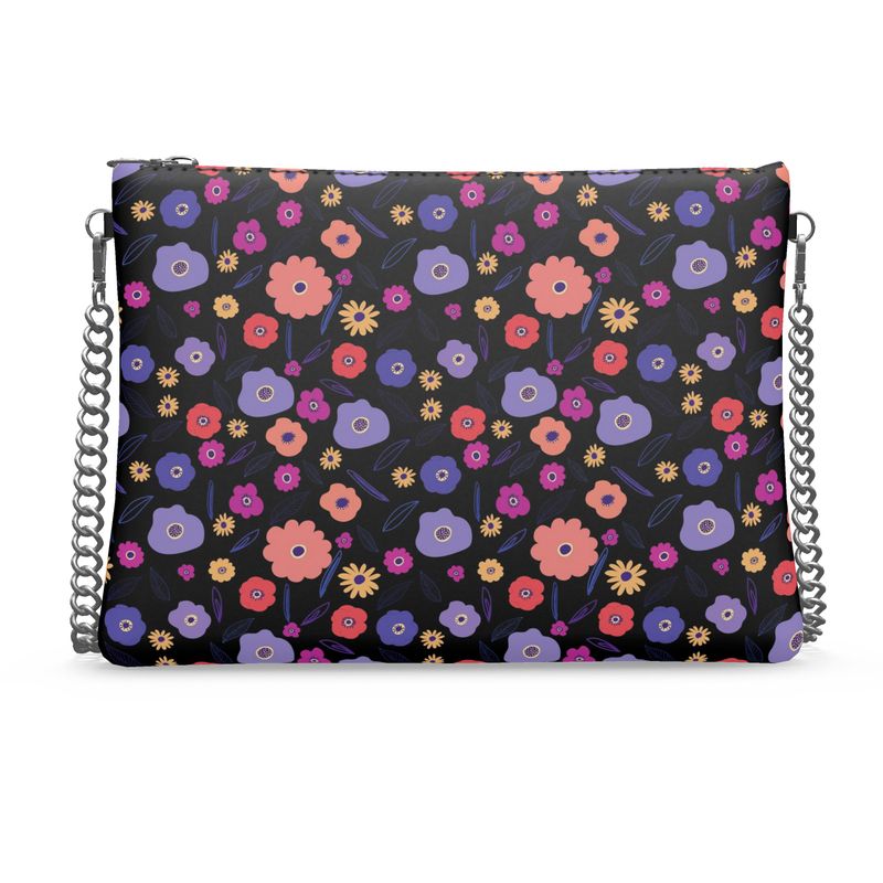 Dark Floral Cross Body Bag with Chain - The Kindness Cause