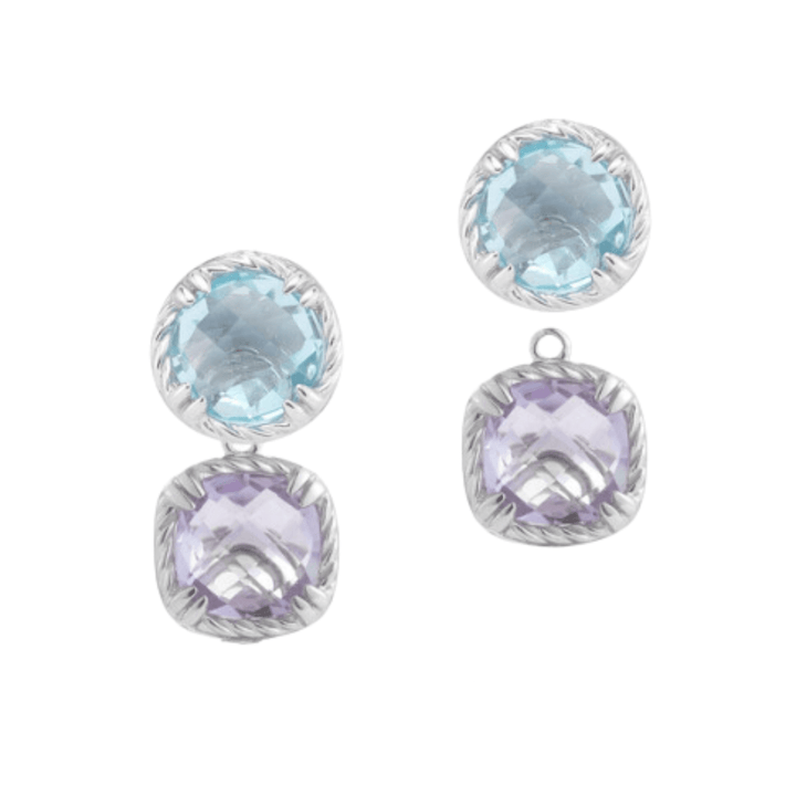 Delatori By ALOR Blue Topaz &amp; Amethyst Adjustable Drop Earrings - The Kindness Cause