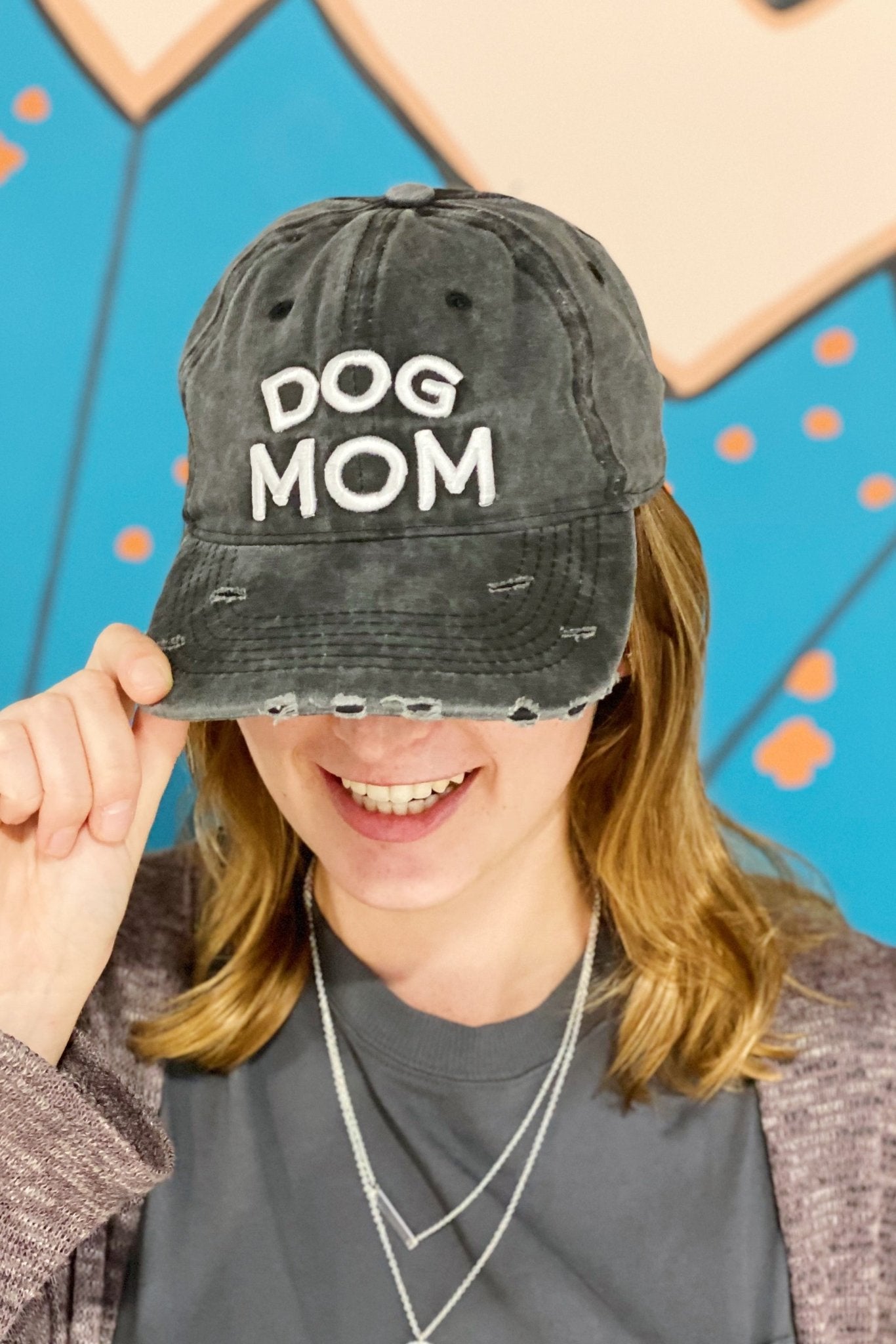 Dog Mom Distressed Baseball Cap - The Kindness Cause