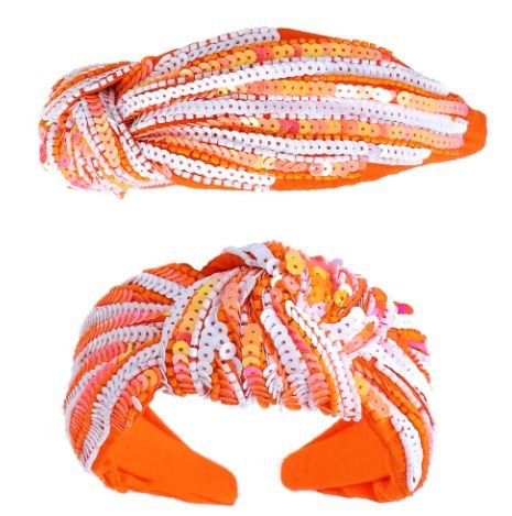 Fall Team Stripes Sequin Embellished Knotted Headband - The Kindness Cause