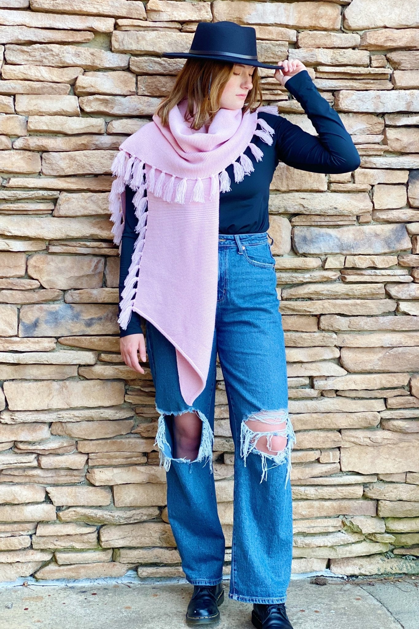 Feminine Fringe Pink Blanket Scarf - The Kindness Cause