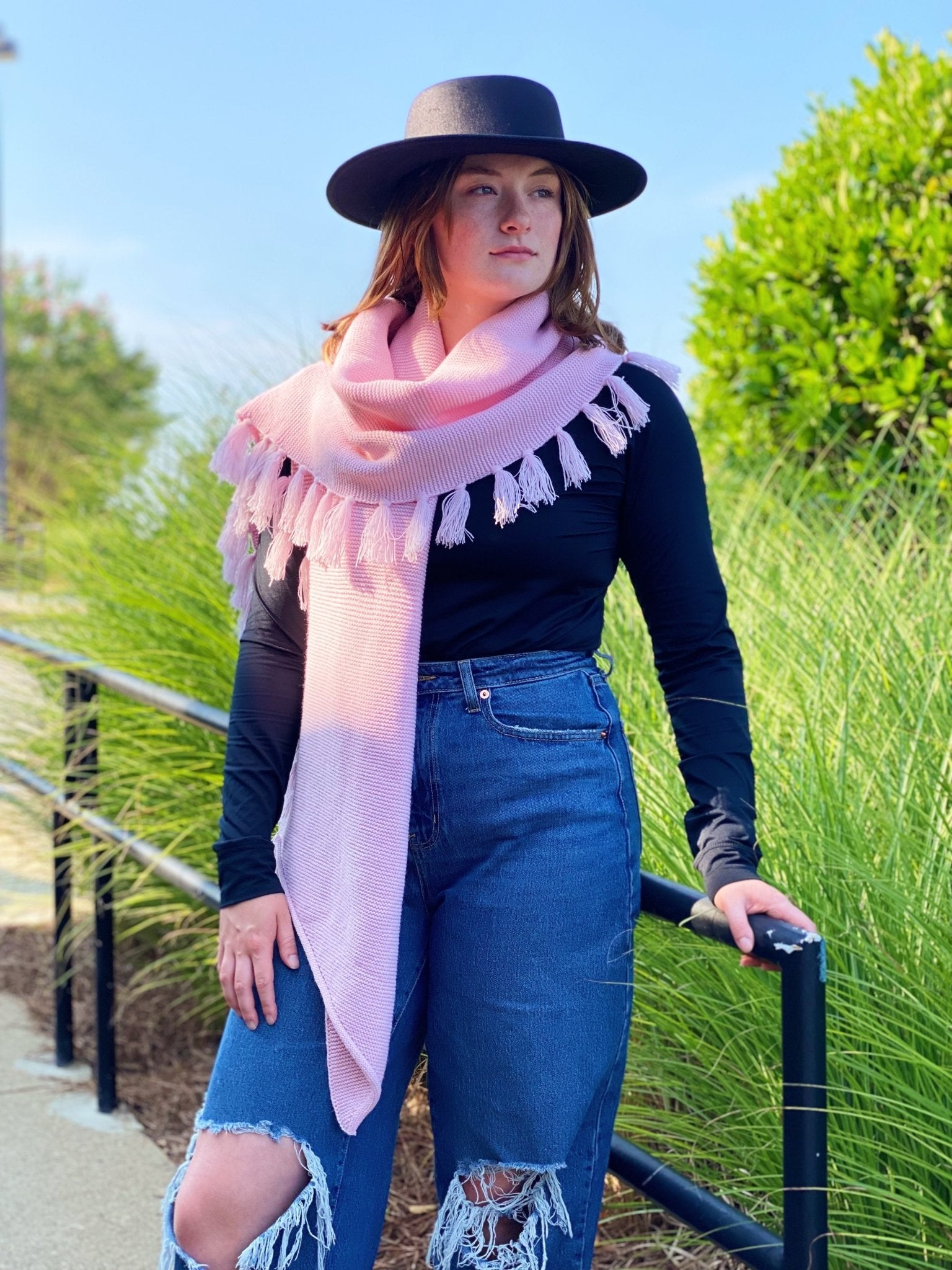 Feminine Fringe Pink Blanket Scarf - The Kindness Cause