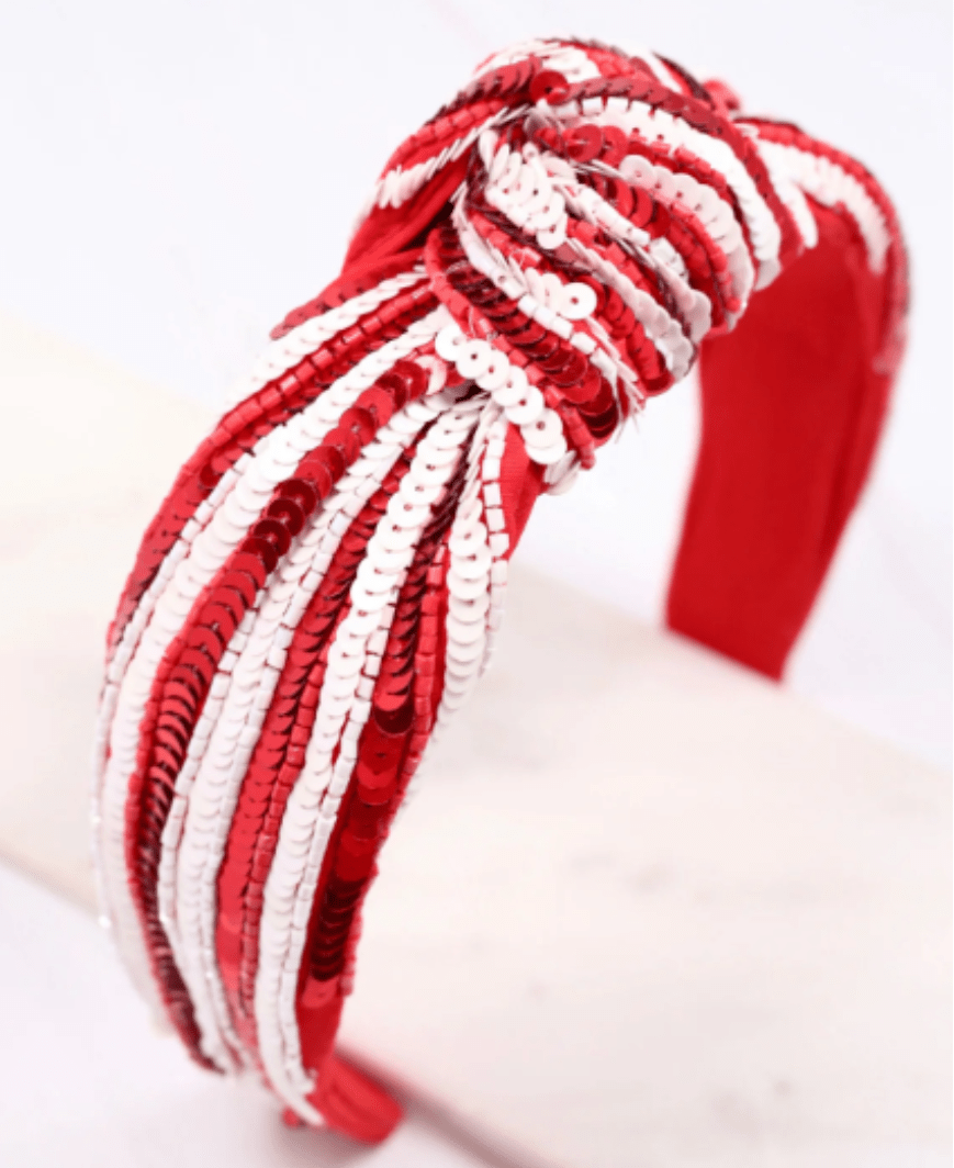 Game Day Stripes Sequin Embellished Knotted Headband - The Kindness Cause