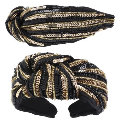 Game Day Stripes Sequin Embellished Knotted Headband - The Kindness Cause