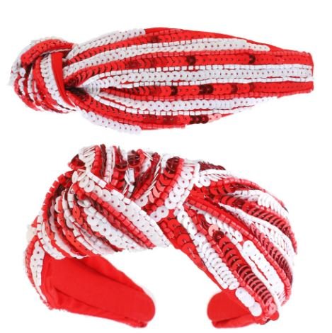 Game Day Stripes Sequin Embellished Knotted Headband - The Kindness Cause