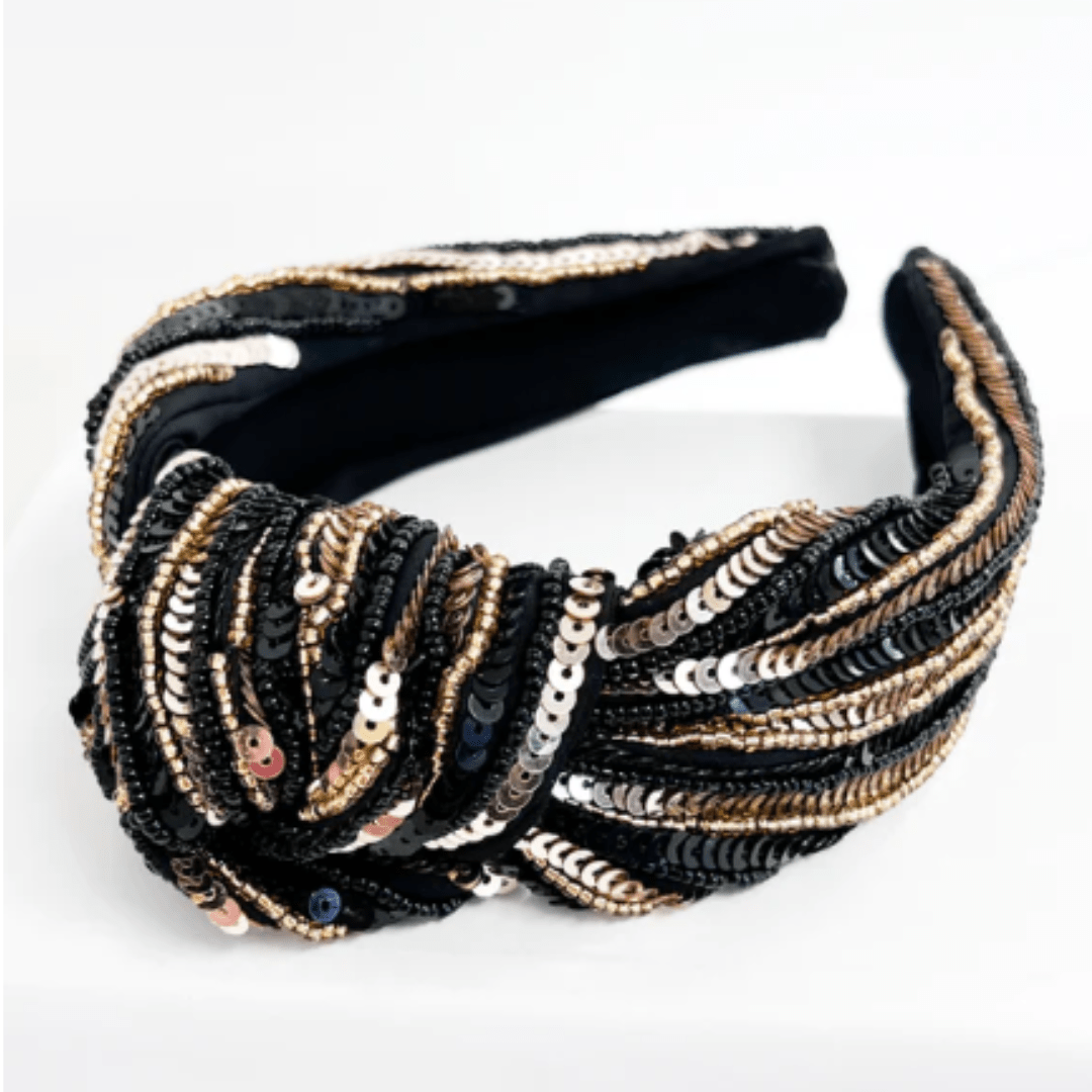 Game Day Stripes Sequin Embellished Knotted Headband - The Kindness Cause