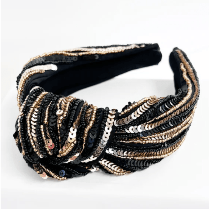 Game Day Stripes Sequin Embellished Knotted Headband - The Kindness Cause