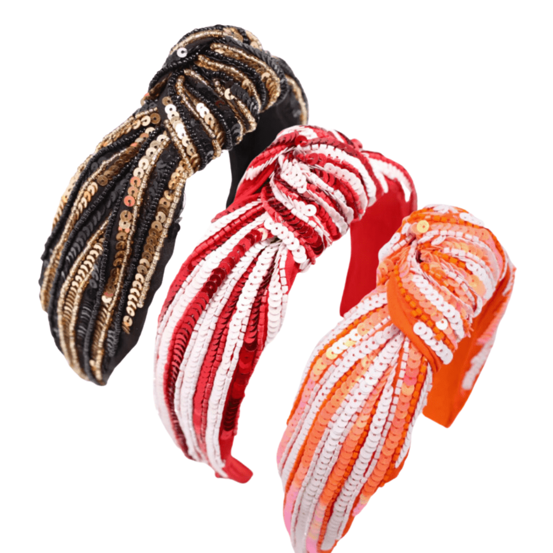 Game Day Stripes Sequin Embellished Knotted Headband - The Kindness Cause