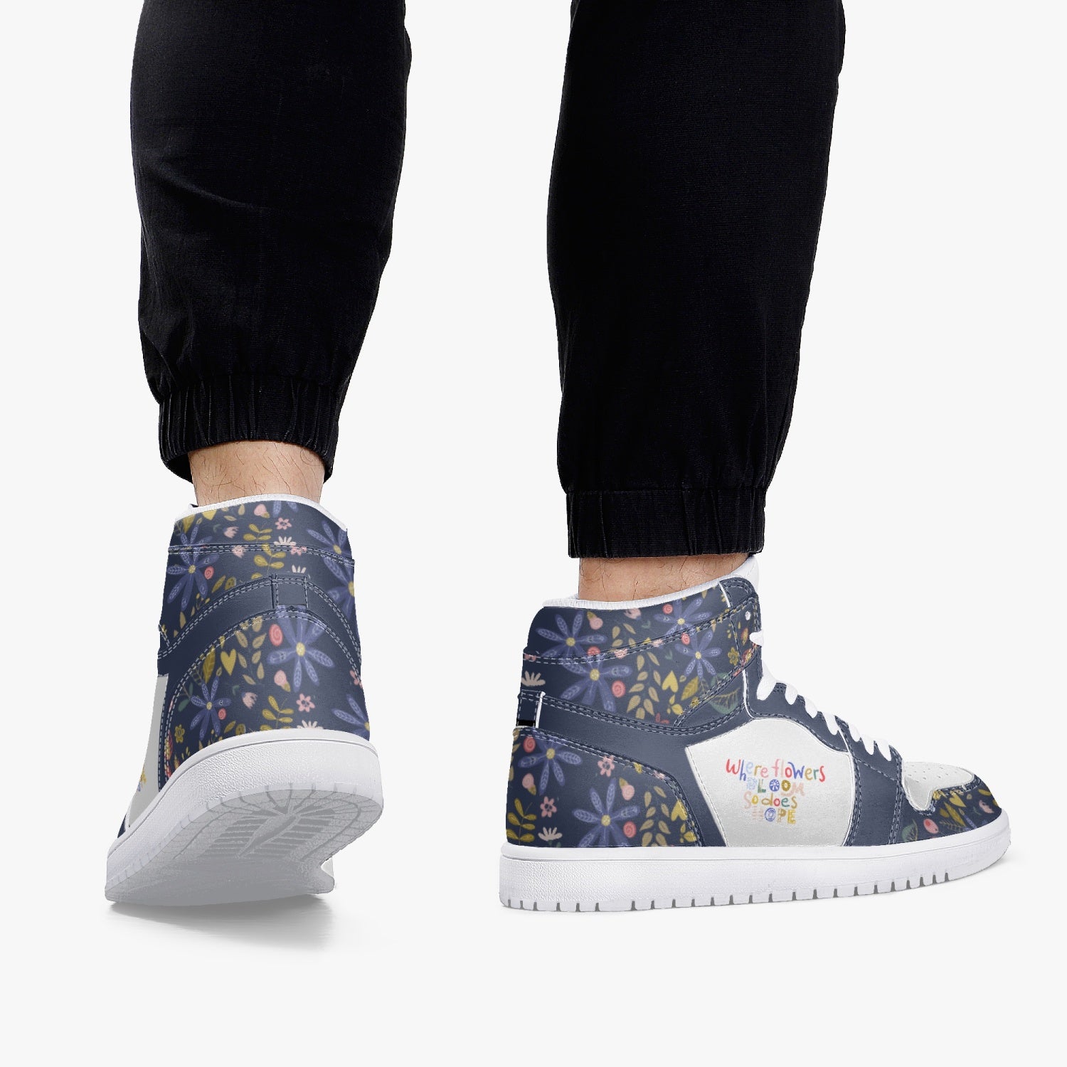Hope Blooms High-Top Leather Sneakers - The Kindness Cause