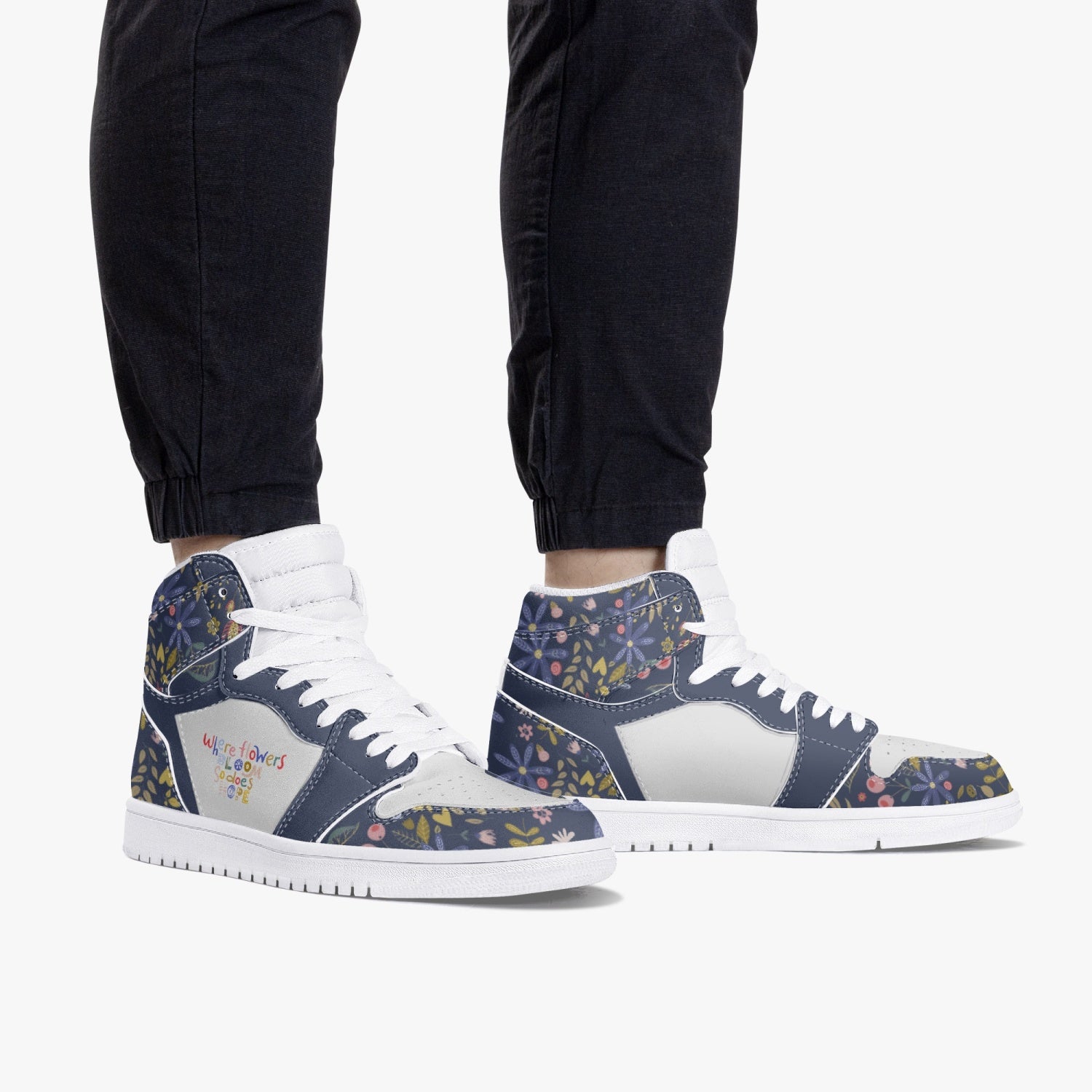 Hope Blooms High-Top Leather Sneakers - The Kindness Cause