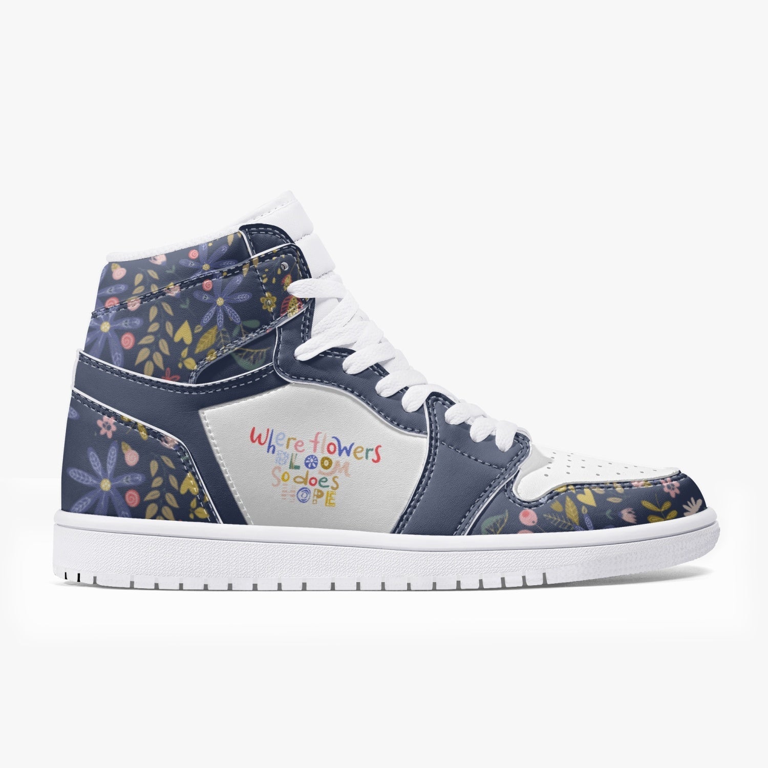 Hope Blooms High-Top Leather Sneakers - The Kindness Cause