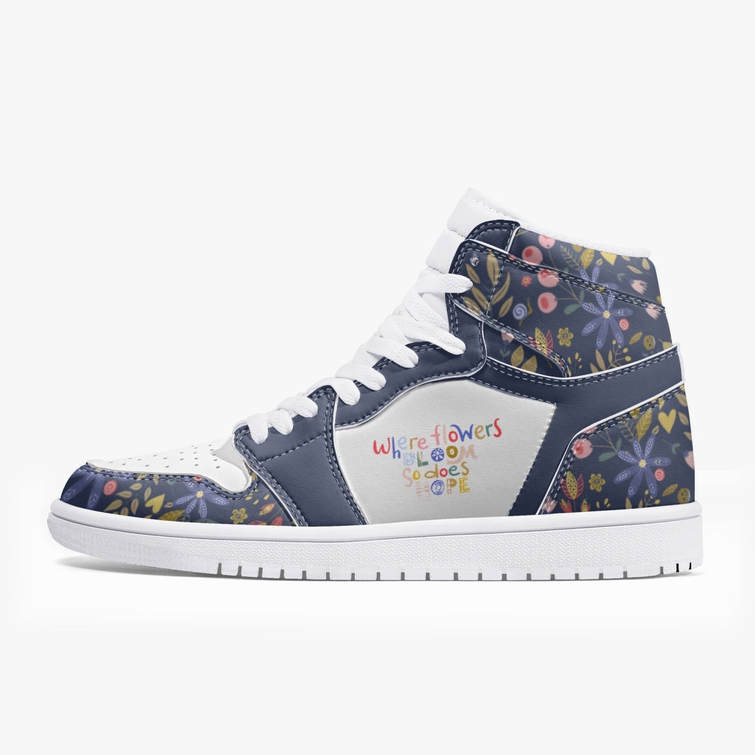 Hope Blooms High-Top Leather Sneakers - The Kindness Cause