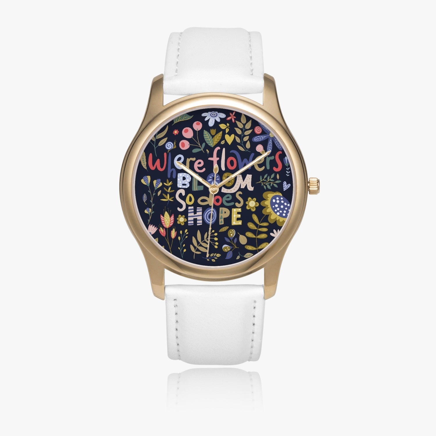 Hope Blooms Leather Strap Classic Quartz Watch - The Kindness Cause