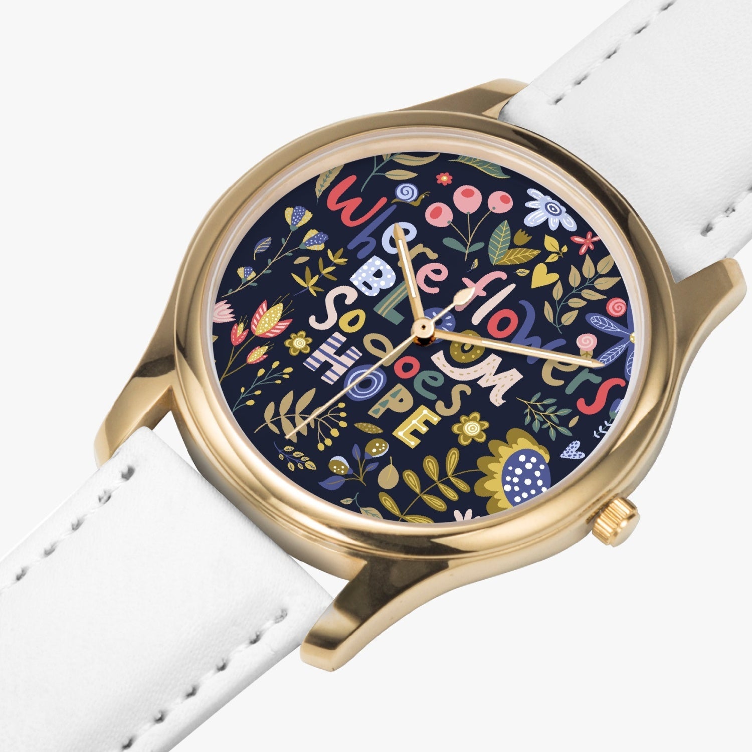 Hope Blooms Leather Strap Classic Quartz Watch - The Kindness Cause