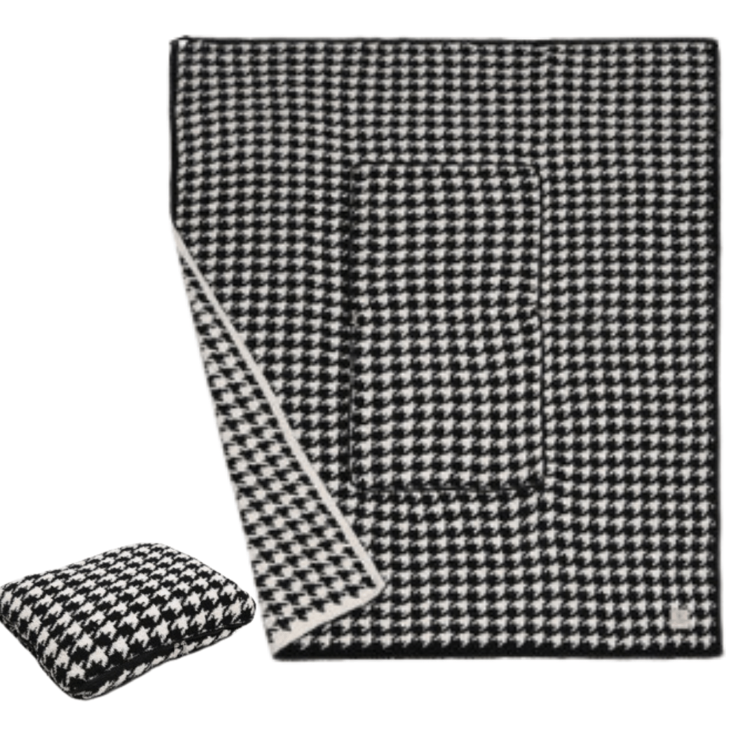 Houndstooth Luxury Soft 2 in 1 Throw Blanket &amp; Pillow - The Kindness Cause