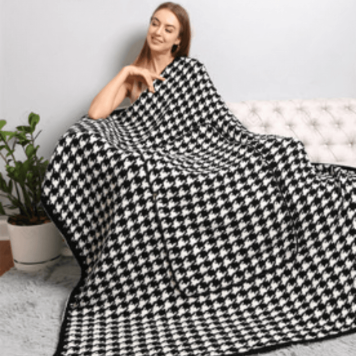 Houndstooth Luxury Soft 2 in 1 Throw Blanket &amp; Pillow - The Kindness Cause