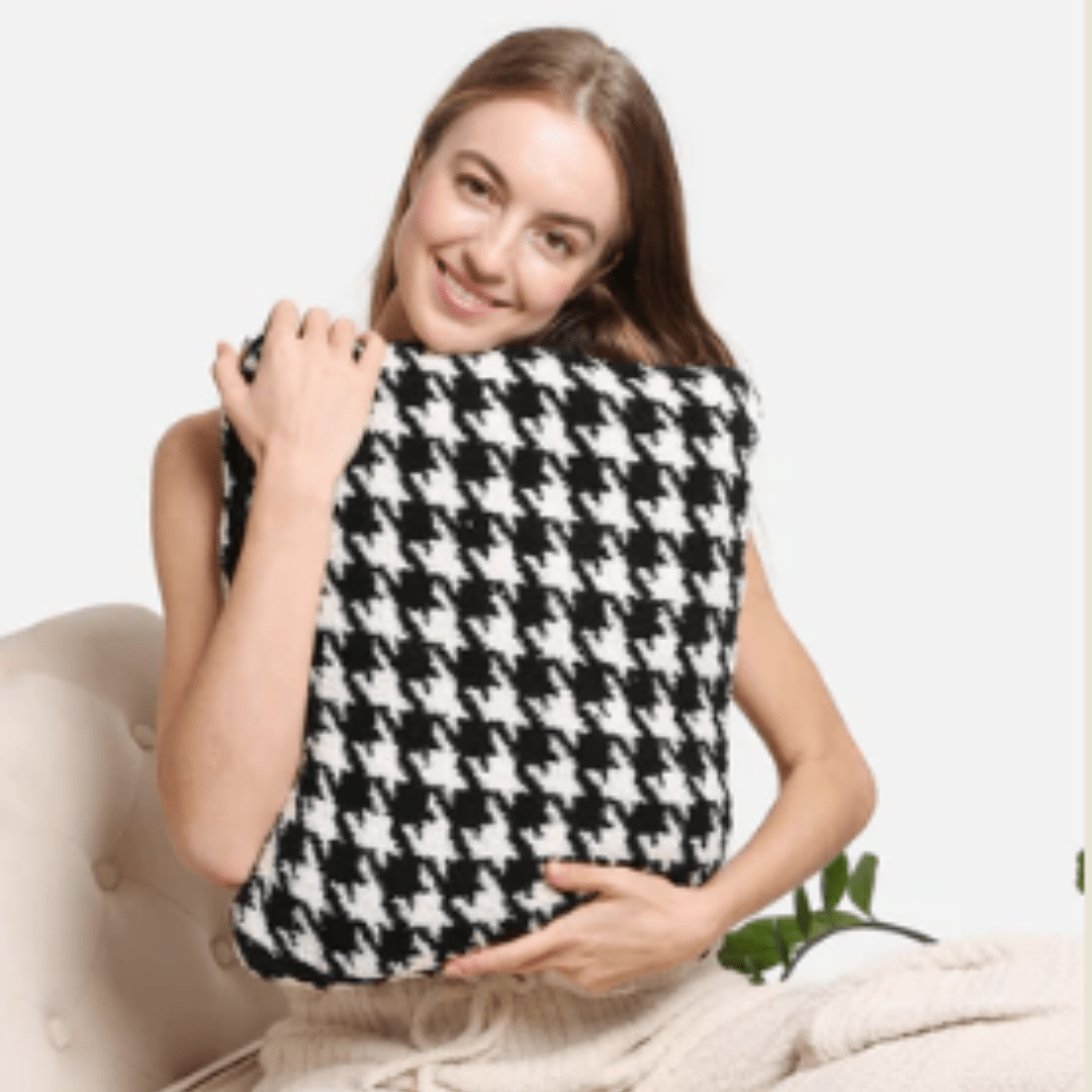 Houndstooth Luxury Soft 2 in 1 Throw Blanket &amp; Pillow - The Kindness Cause