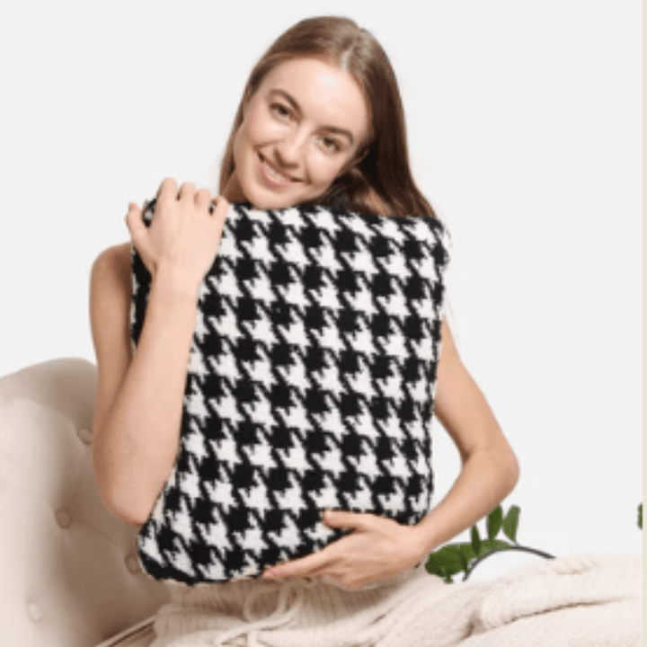 Houndstooth Luxury Soft 2 in 1 Throw Blanket &amp; Pillow - The Kindness Cause