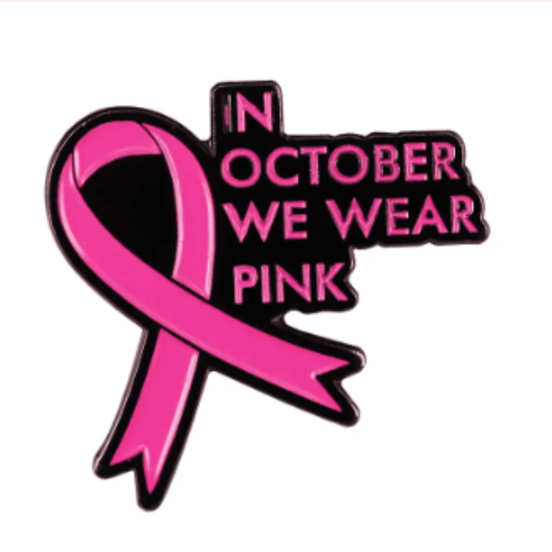 In October We Wear Pink Breast Cancer Awareness Enamel Pin - The Kindness Cause