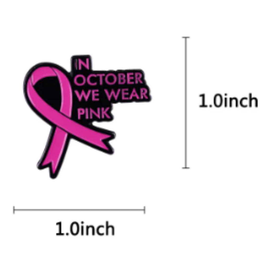 In October We Wear Pink Breast Cancer Awareness Enamel Pin - The Kindness Cause
