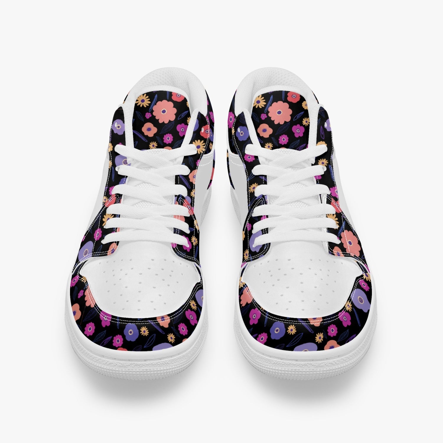 Keep Going Keep Growing Dark Floral Leather Low Top Sneakers - The Kindness Cause
