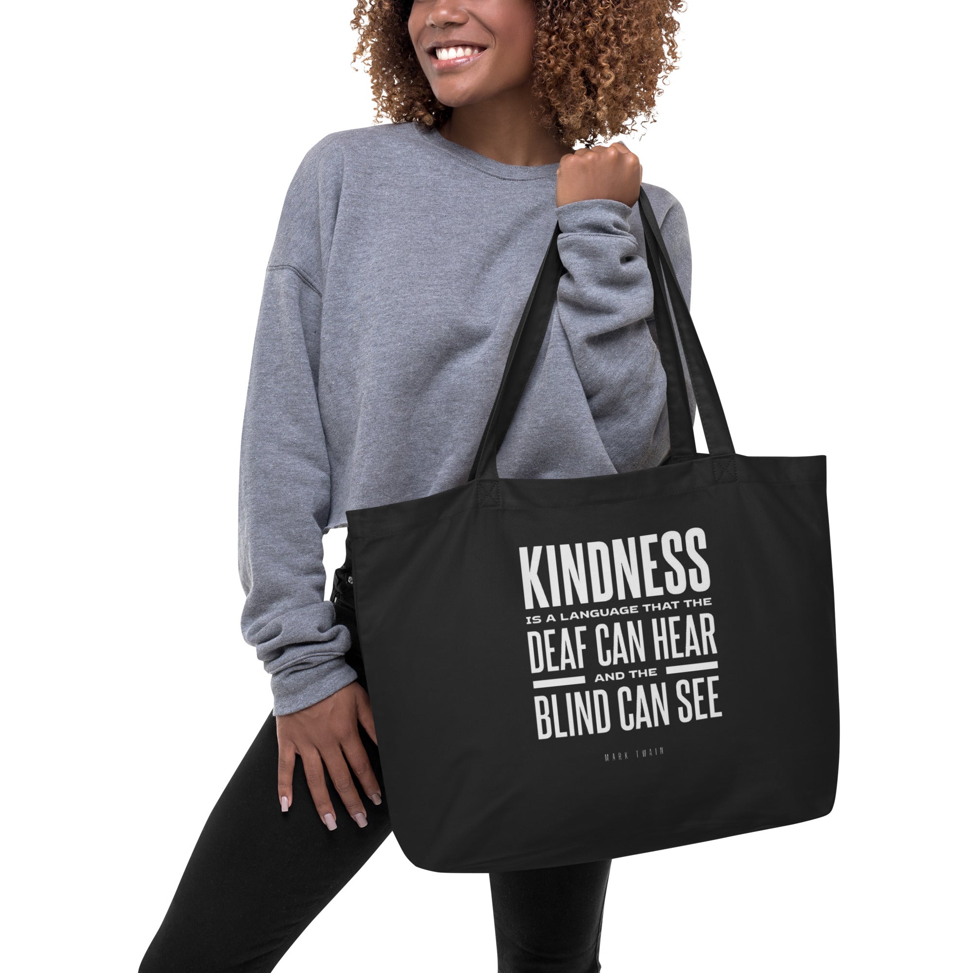 Kindness Is The Language Large Organic Tote Bag - The Kindness Cause