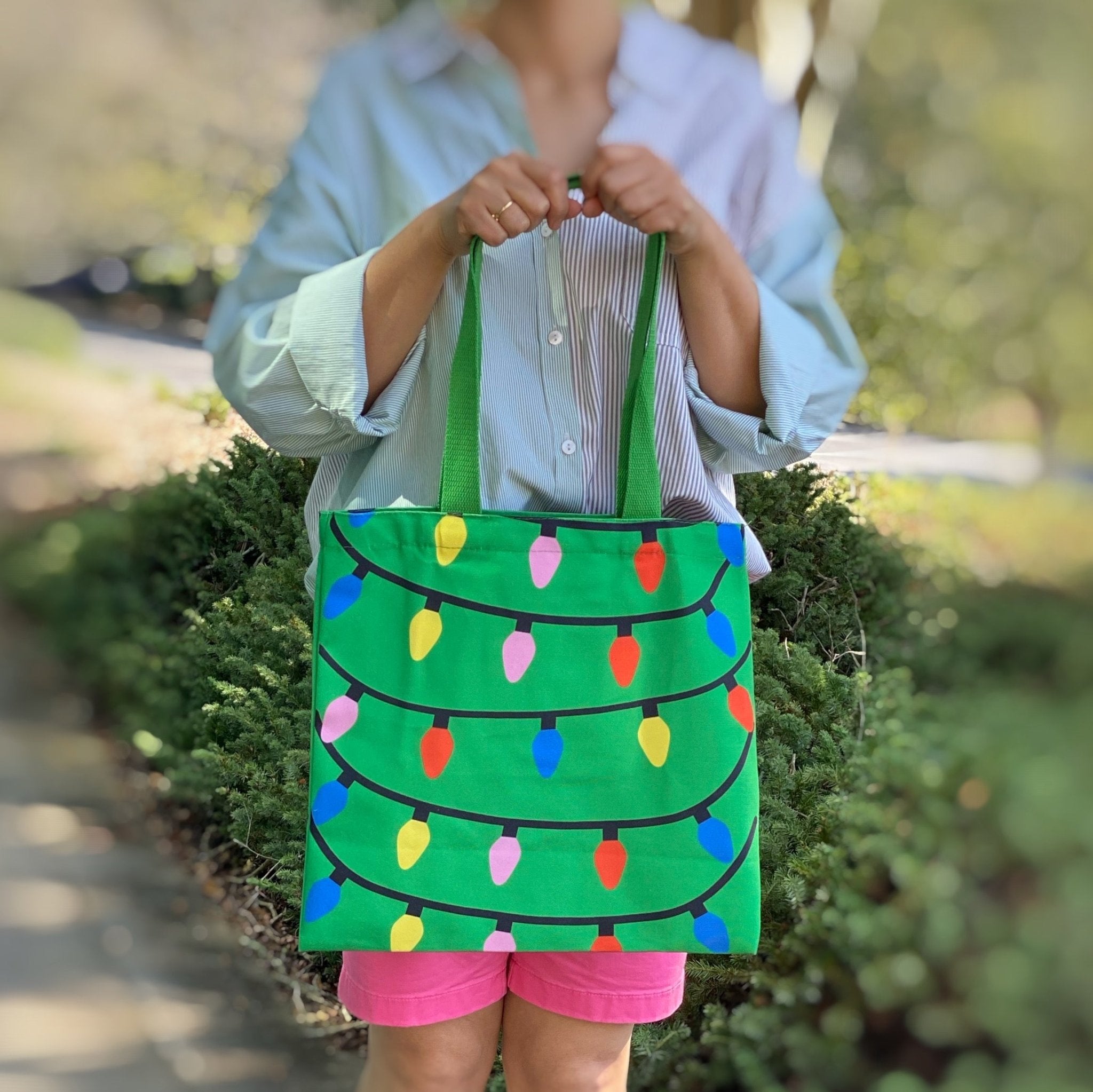 Light Up The Joy Christmas Light Canvas Tote - The Kindness Cause