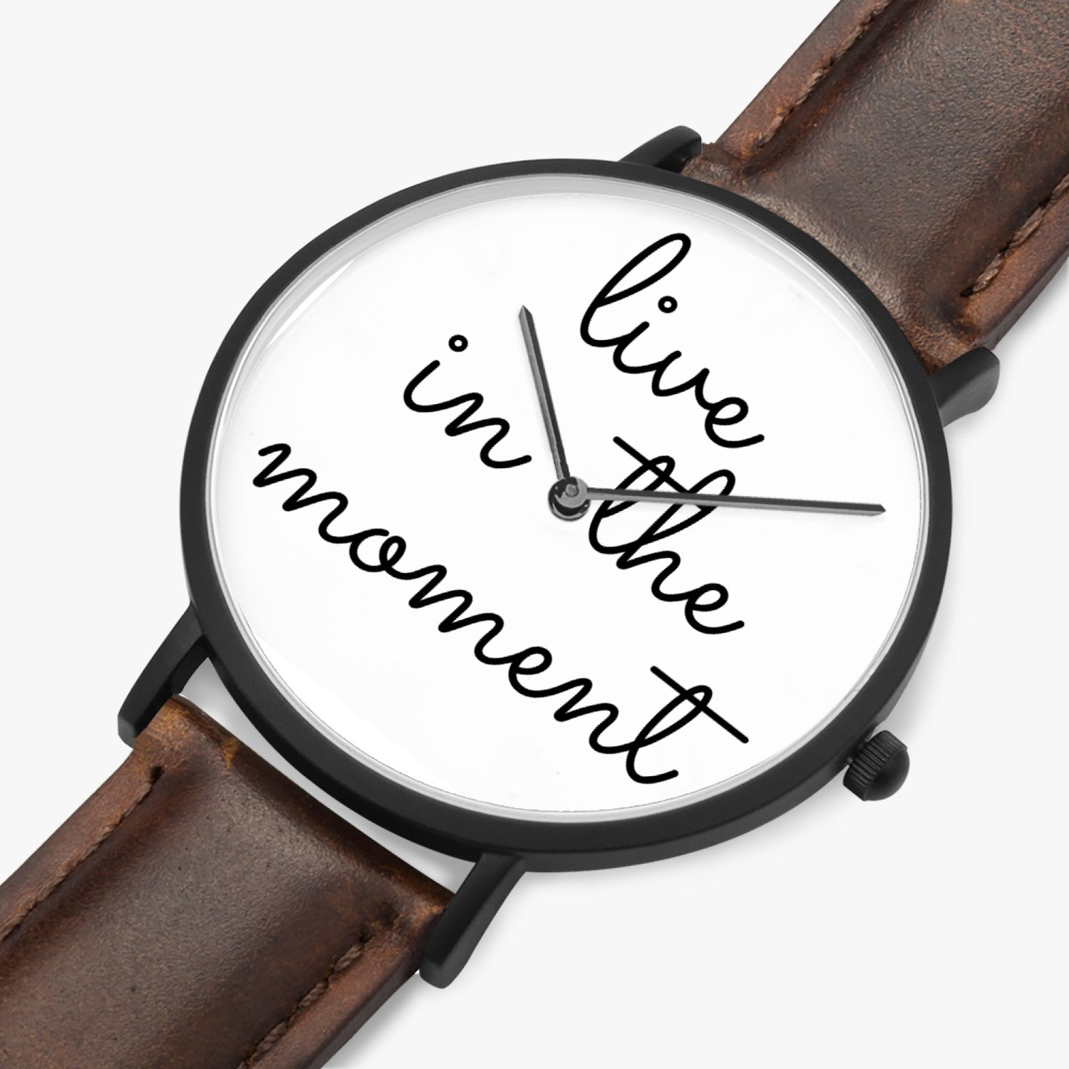 Live In The Moment Ultra-Thin Leather Strap Quartz Watch - The Kindness Cause