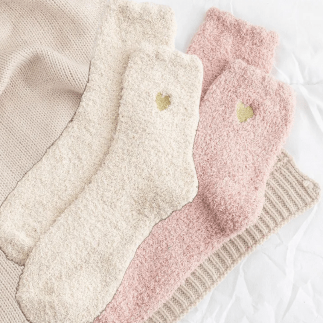 Luxury Soft Mini-Crew Socks with Gold Heart Embroidery - The Kindness Cause