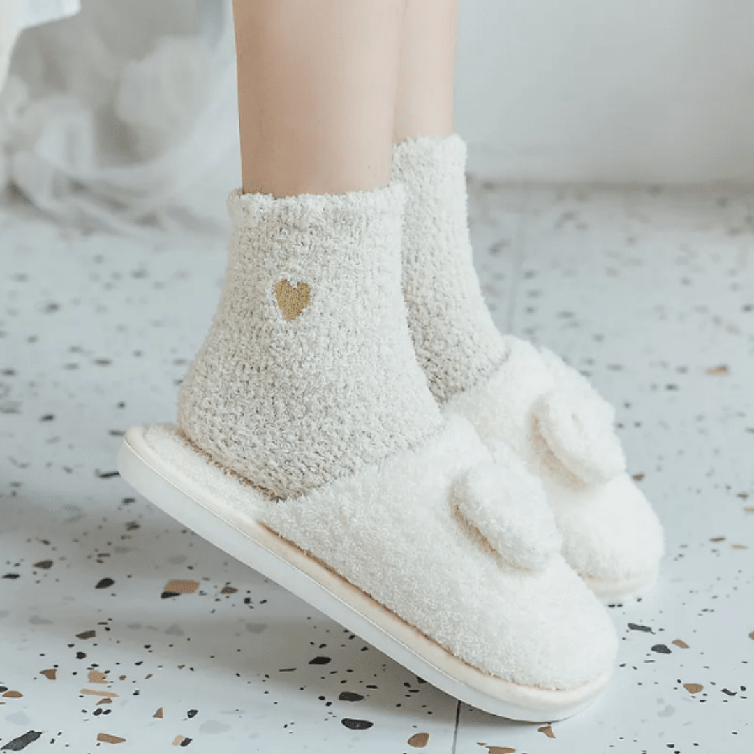 Luxury Soft Mini-Crew Socks with Gold Heart Embroidery - The Kindness Cause
