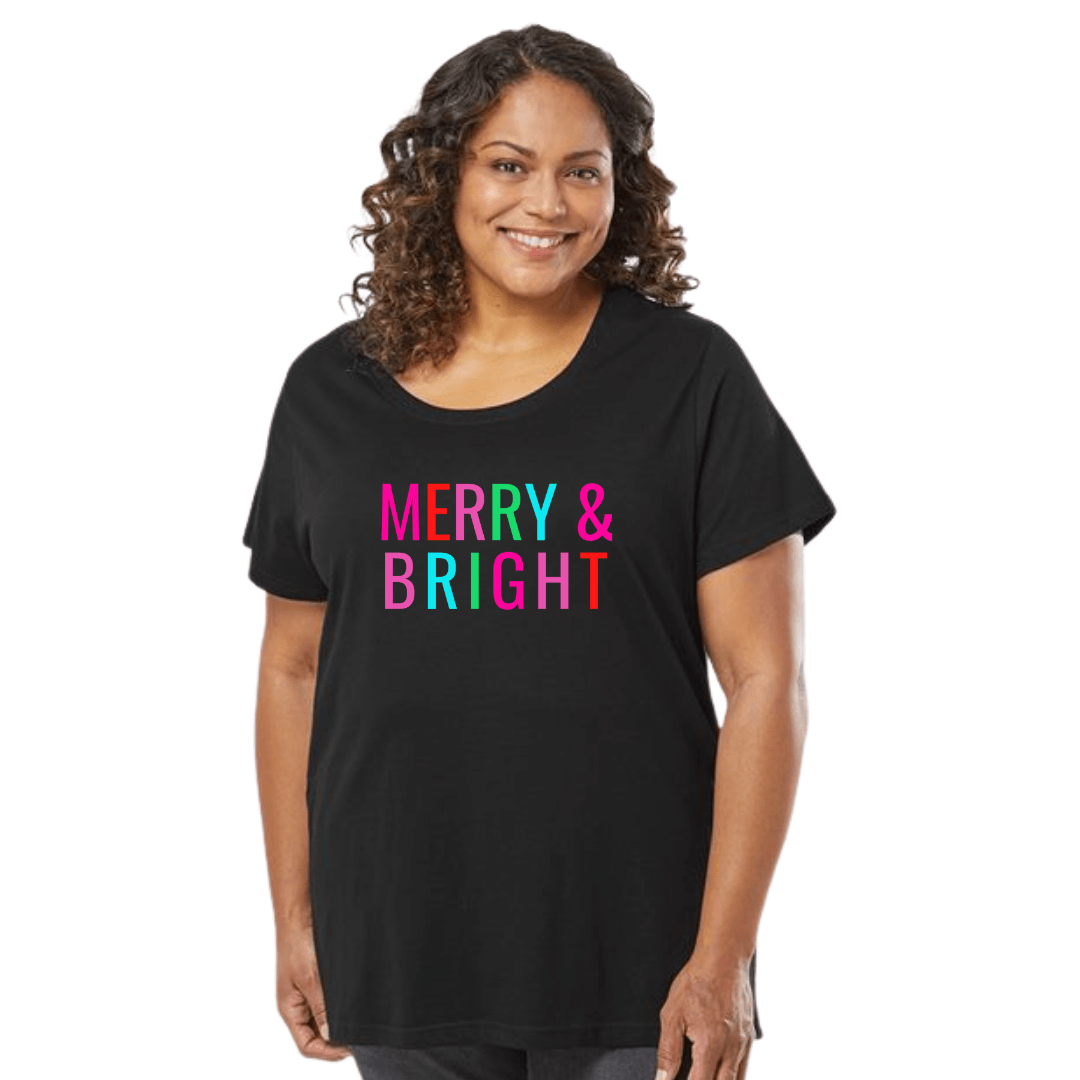 Merry & Bright Women's Curvy Fine Jersey Tee - The Kindness Cause